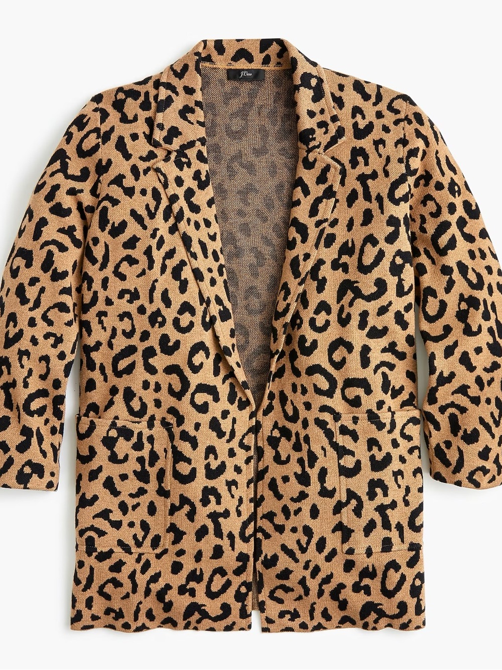 Sophie Open-Front Sweater Blazer in Leopard Size S